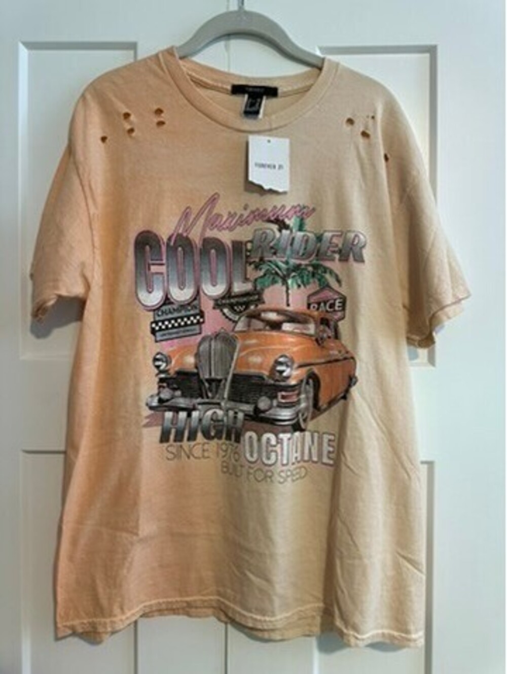Forever 21 Cool Rider Graphic Tee Distressed Shirt
